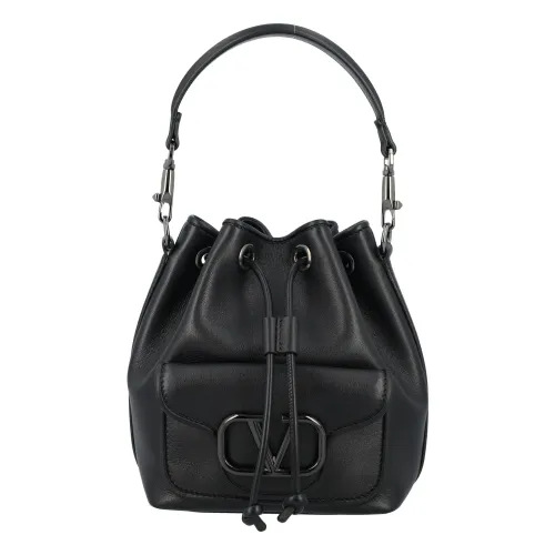 Valentino Garavani , Black Calfskin Bucket Bag Ss24 ,Black female, Sizes: ONE SIZE