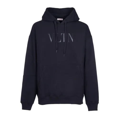 Valentino Garavani , Black Cotton Sweatshirt with Drawstring Hood ,Black male, Sizes: