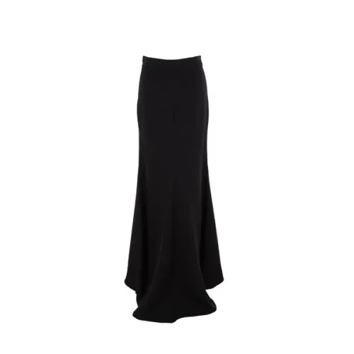 Valentino Garavani , Black High-Waisted Silk Skirt with Train ,Black female, Sizes: