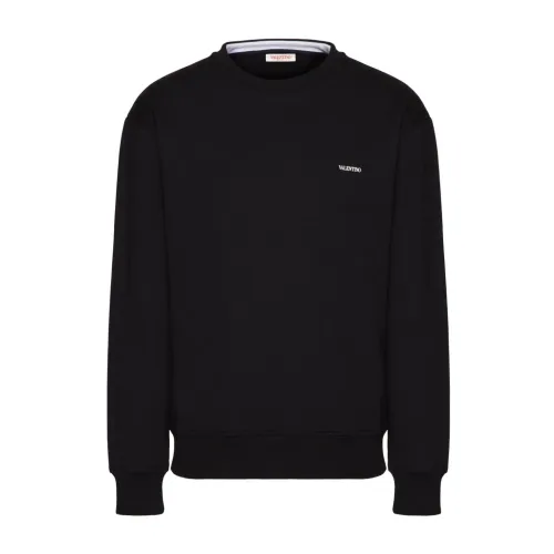 Valentino Garavani , Black Logo-Print Sweater ,Black male, Sizes: