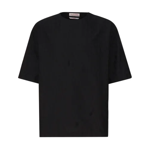 Valentino Garavani , Black T-shirts and Polos with Toile Iconographe Motif ,Black male, Sizes: