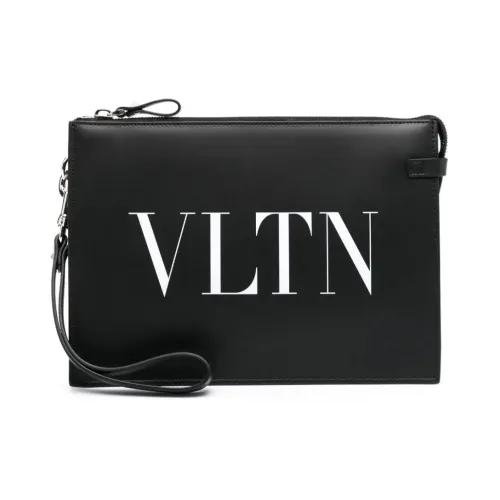 Valentino Garavani , Black Vltn Print Leather Bag ,Black male, Sizes: ONE SIZE
