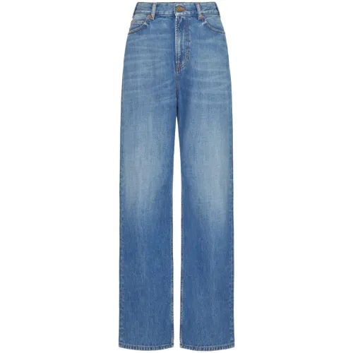 Valentino Garavani , Blue Jeans with V Gold Detail ,Blue female, Sizes: