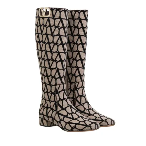 Valentino Garavani Boots & Ankle Boots - V Logo Type Square Toe Boots - beige - Boots & Ankle Boots for ladies