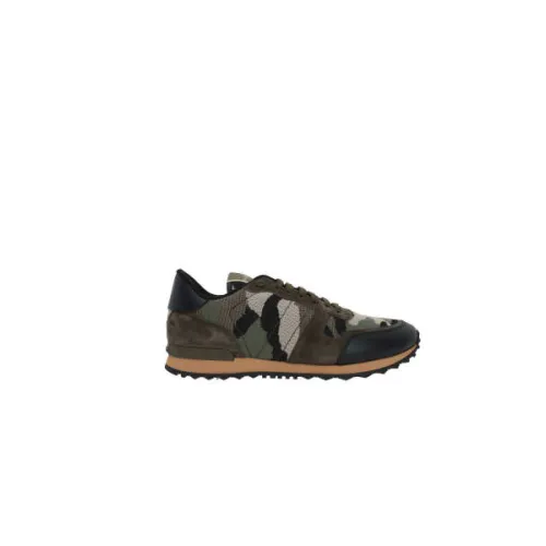 Valentino Garavani , Camouflage Low-Top Sneakers with Military Green Suede and Black Leather ,Multicolor male, Sizes: