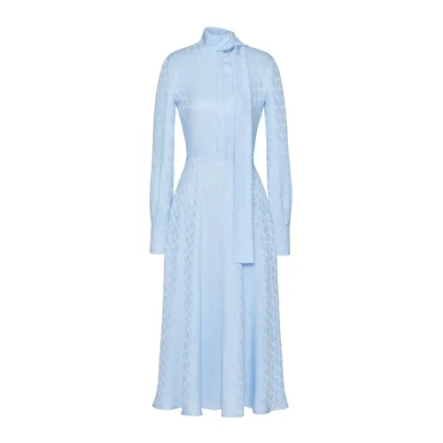Valentino Garavani , Clear Blue Silk Dress with Scarf Detail ,Blue female, Sizes: