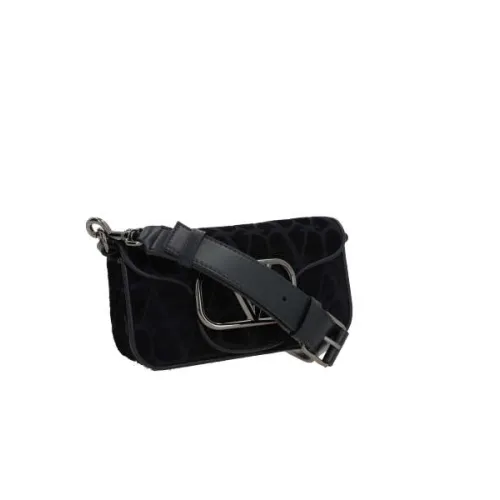 Valentino Garavani , Iconographe Black Shoulder Bag with VLogo Detail ,Black female, Sizes: ONE SIZE