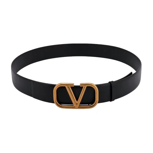 Valentino Garavani , Leather Belt with Adjustable Closure ,Black male, Sizes: