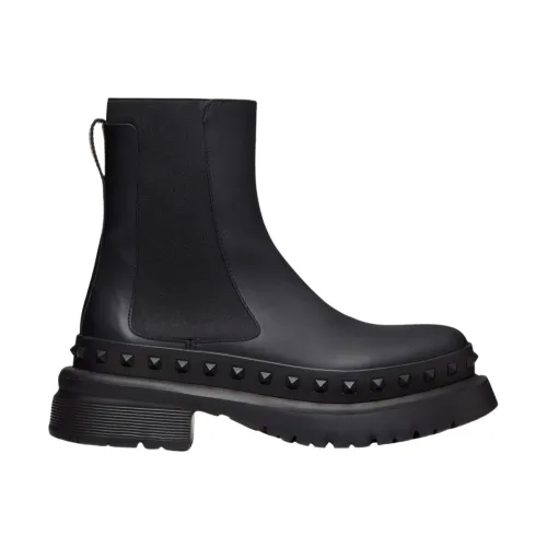 Valentino Garavani , M-Way Rockstud Beatle Boots ,Black male, Sizes: