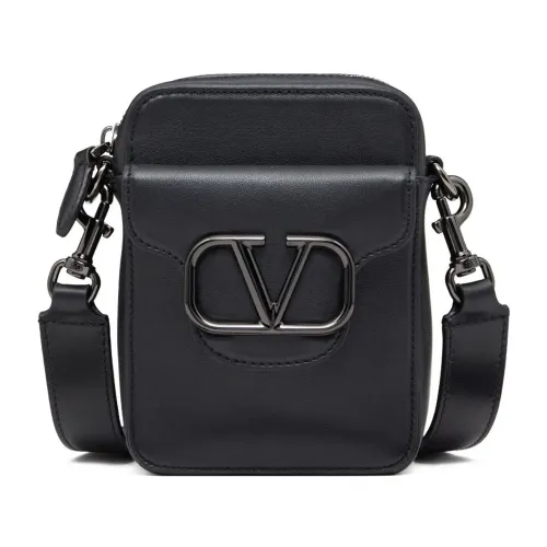 Valentino Garavani , Mini Locò Leather Crossbody Bag ,Black male, Sizes: ONE SIZE