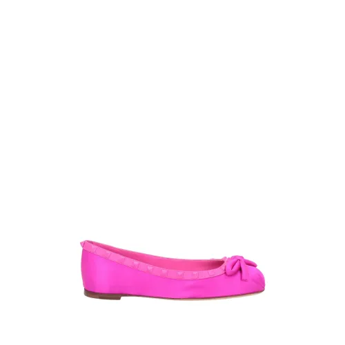 Valentino Garavani , Pink Satin Ballerina Shoes with Signature Studs ,Pink female, Sizes: