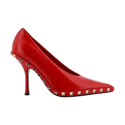 Valentino Garavani , Red Leather Stiletto Pumps ,Red female, Sizes: