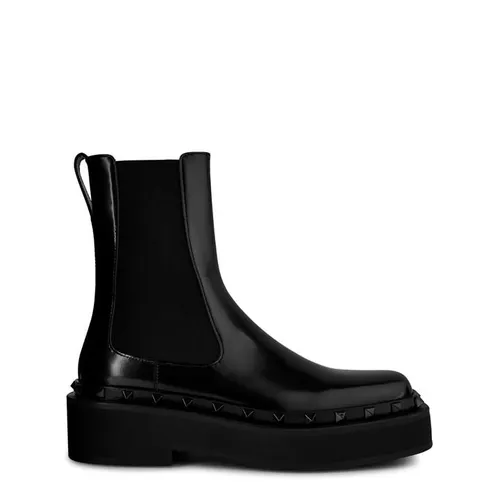 VALENTINO GARAVANI Rockstud M-Way Leather Chelsea Boots - Black