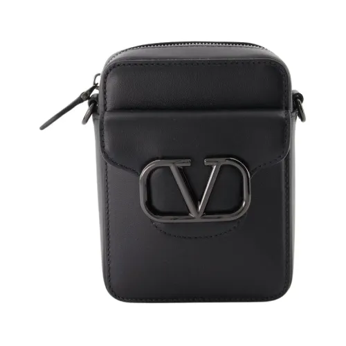 Valentino Garavani , Smooth Leather Shoulder Bag ,Black male, Sizes: ONE SIZE