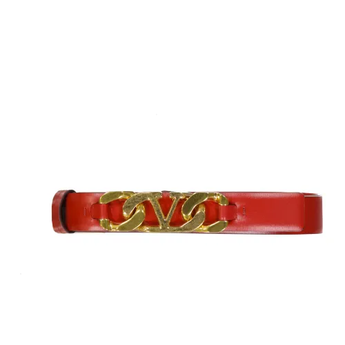 Valentino Garavani , Vlogo Chain Leather Belt ,Red female, Sizes: