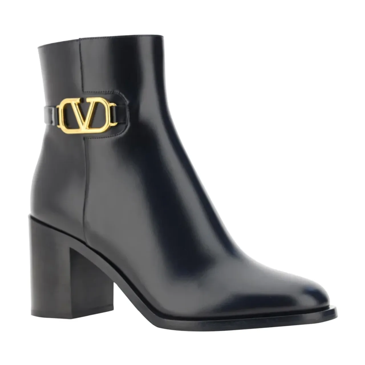 Valentino Garavani , VLogo Leather Ankle Boots ,Black female, Sizes: