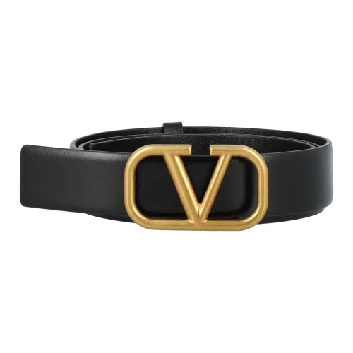 Valentino Garavani , VLogo Signature Leather Belt ,Black male, Sizes: