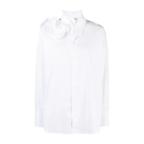 Valentino Garavani , White Rose Detail Shirts ,White female, Sizes: