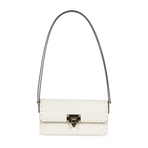 Valentino , Ivory Rockstud Leather Handbag ,White female, Sizes: ONE SIZE
