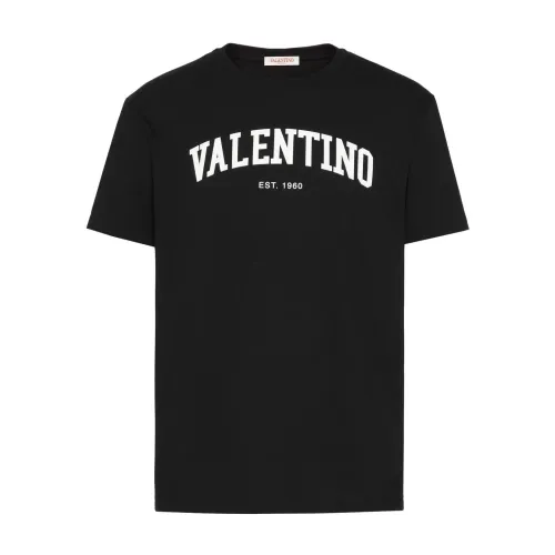 Valentino , Logo Print T-Shirt in Black ,Black male, Sizes: