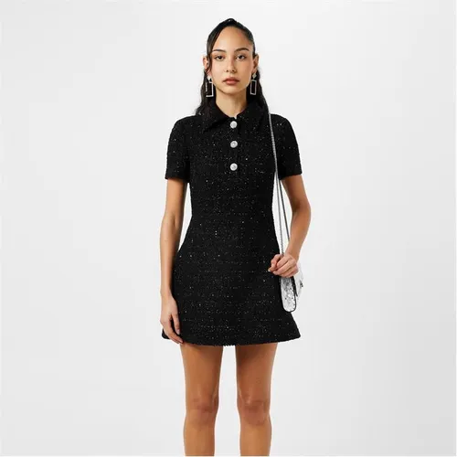 VALENTINO Metallic Tweed Mini Dress - Black