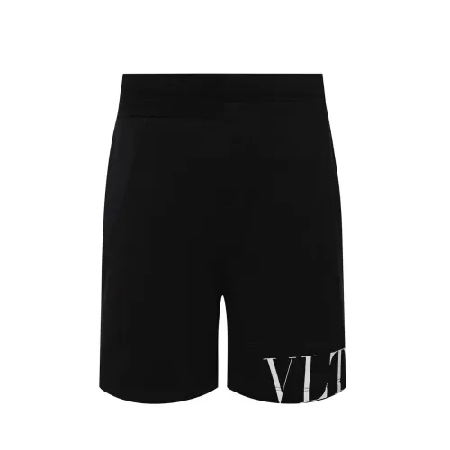 Valentino , Modal Track Shorts with Contrast Logo Print ,Black male, Sizes: