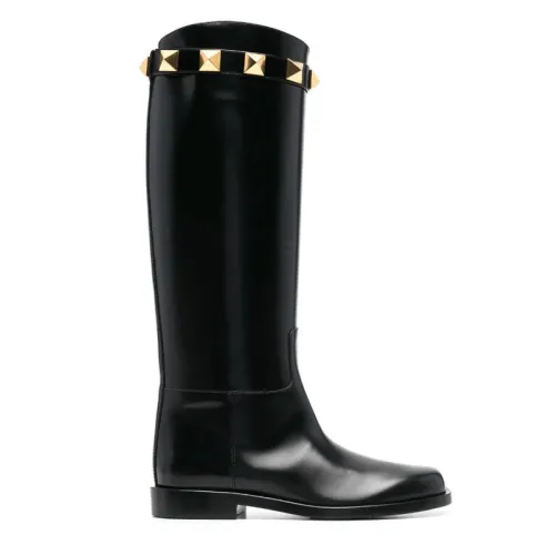 Valentino , Rockstud Knee-High Boots ,Black female, Sizes: