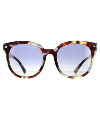 Valentino Round Womens Havana Multicolour Blue Gradient VA4083 Sunglasses - Brown - One