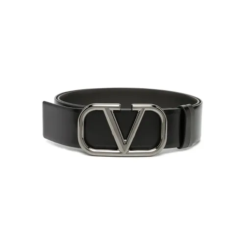 Valentino , Silver Vlogo Signature Belt ,Black male, Sizes: