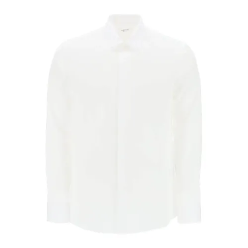 Valentino , Stud Detailed Curved Hem Shirt ,White male, Sizes: