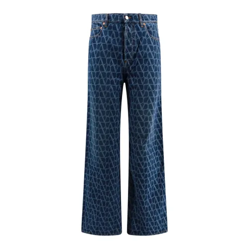 Valentino , Toile Iconographe Baggy Fit Cotton Jeans ,Blue male, Sizes: