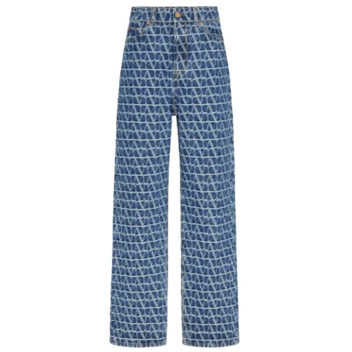 Valentino , Toile Iconographe straight-leg jeans ,Blue female, Sizes: