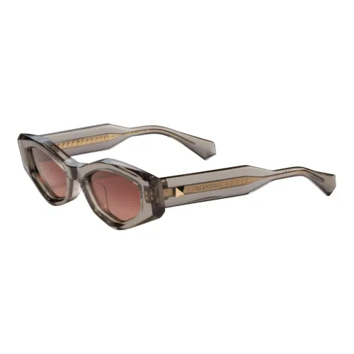 Valentino , Translucent Grey White Gold Sunglasses ,Gray unisex, Sizes: