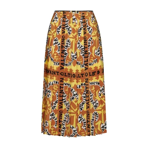 Valentino , Valentino Bandana Print Silk Skirt ,Orange female, Sizes: