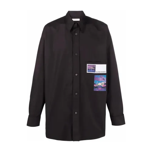 Valentino , Water Nights Patches Shirt ,Black male, Sizes: