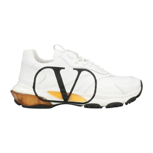 Valentino , White Leather Sneakers with Vlogo Detail ,White male, Sizes: