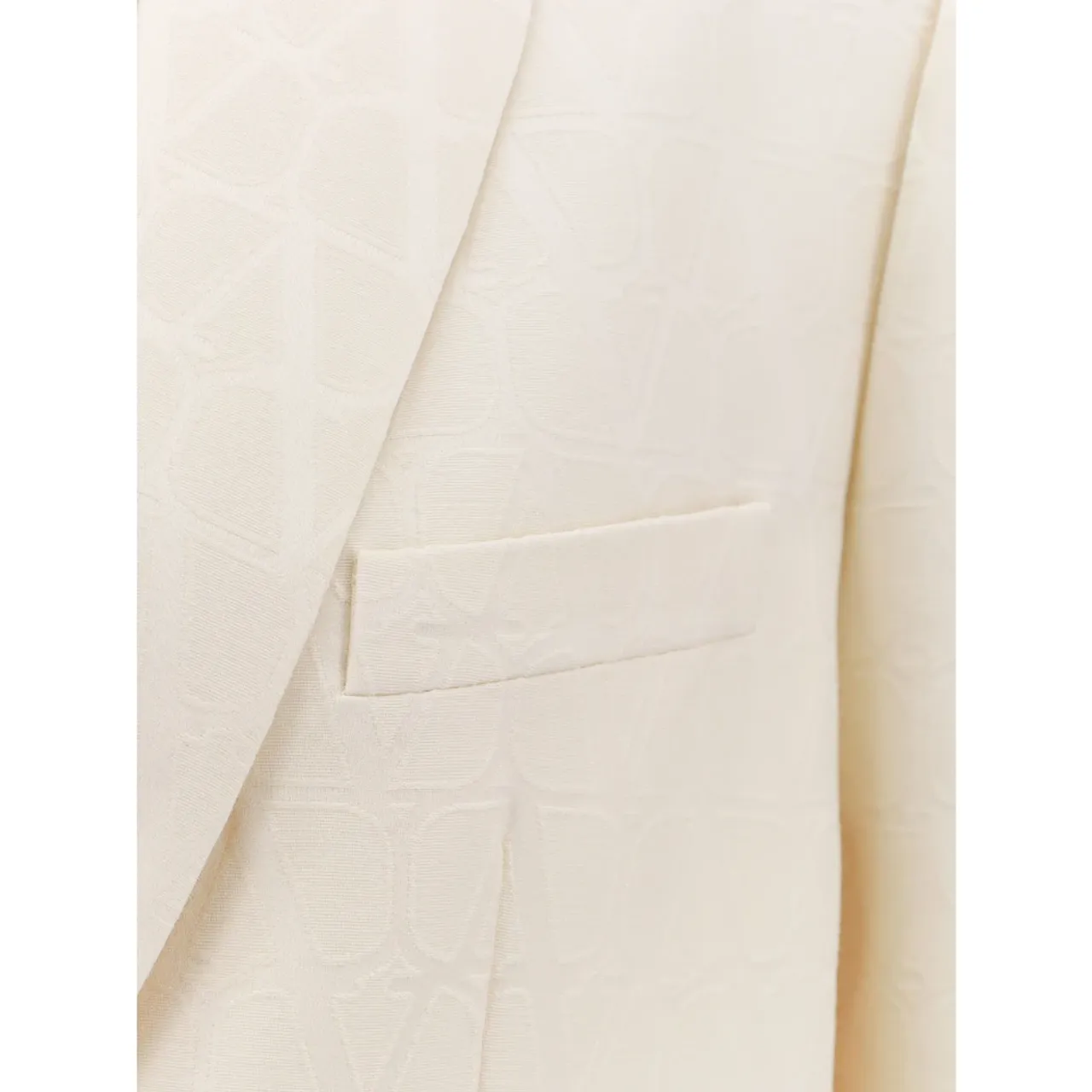 Valentino , Wool and Silk Blazer with Iconographe Motif ,White female, Sizes: