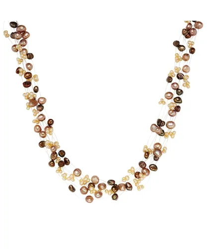 Valero Pearls Womens Female Fresh Water Cultured Pearl(s) Necklace - Brown Sterling Silver - One Size