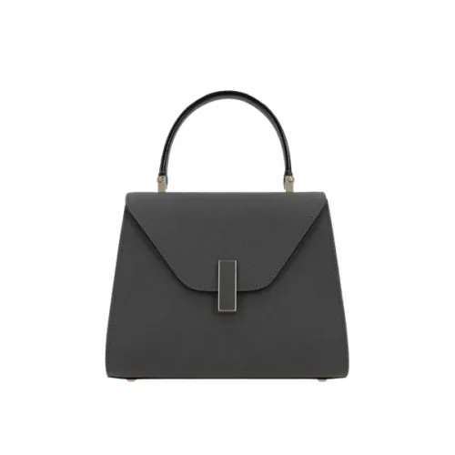 Valextra , Dark Grey Hammered Leather Handbag with Light Gold Hardware ,Gray female, Sizes: ONE SIZE