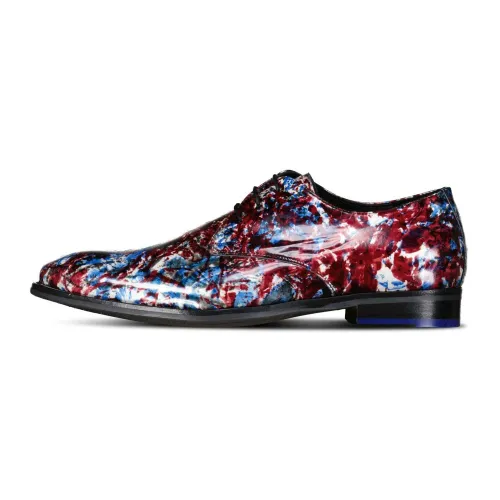 Van Bommel , Leather Lace-Up Shoes with Abstract Pattern ,Multicolor male, Sizes: