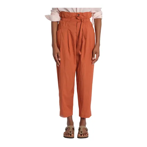 Vanessa Bruno , Belted Lyocell Cotton Pants ,Orange female, Sizes:
