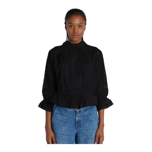 Vanessa Bruno , Ribbed Back Button Shirt Black ,Black female, Sizes: