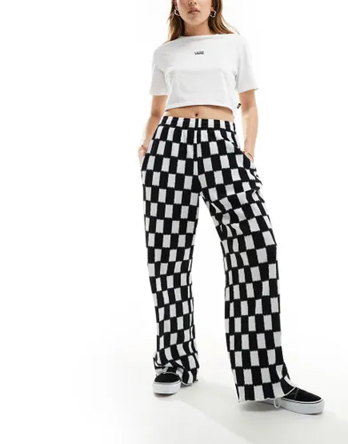 Vans benton wide leg trousers in black and white checkered