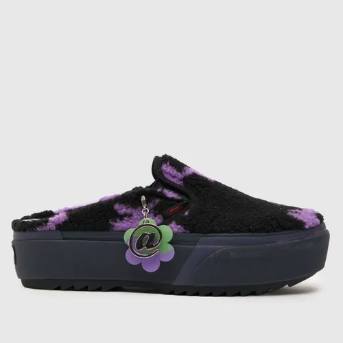 Vans Black and Purple Classic Slip-on Mule Stacked Flat Shoes