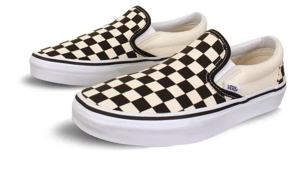 Vans Black/White (Womens) Checkerboard Classic Slip-On Shoes
