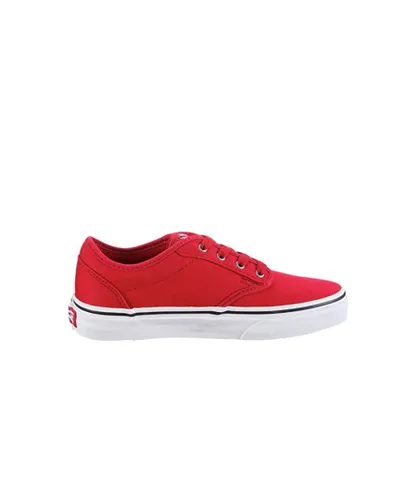 Vans Childrens Unisex Atwood Lace-Up Red Canvas Kids Plimsolls VKI514A