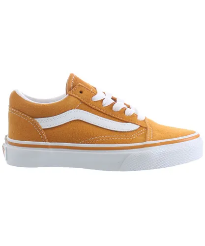 Vans Childrens Unisex Old Skool Orange Kids Shoes Leather