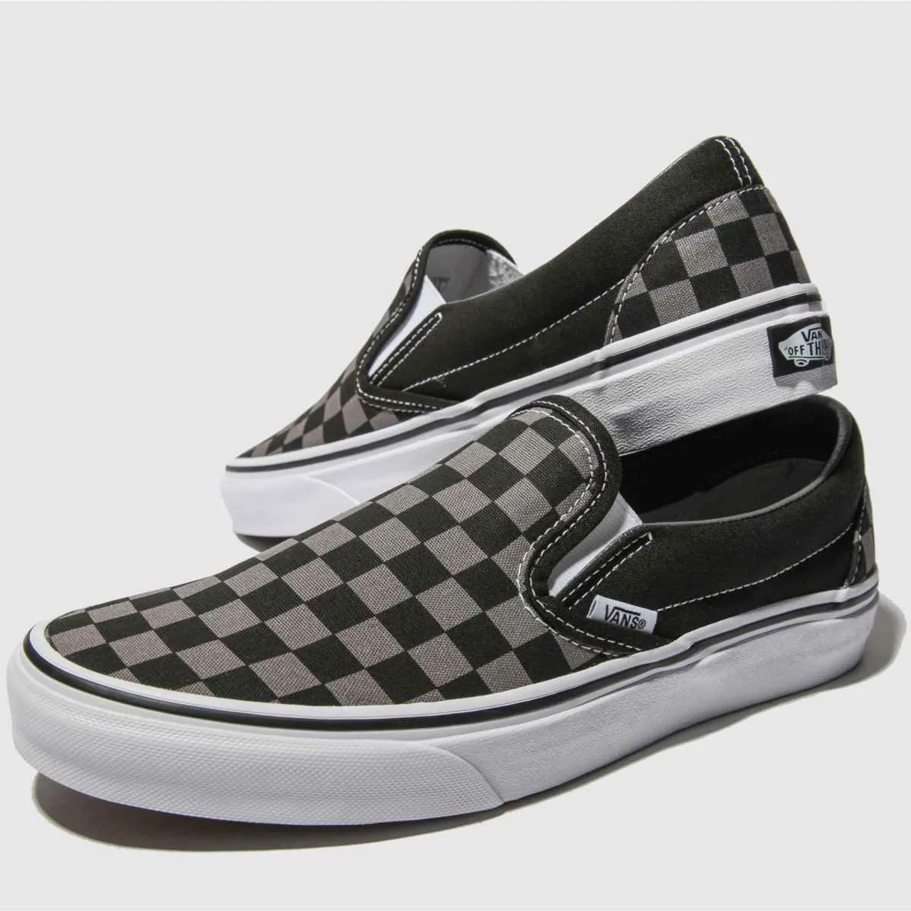 Vans Classic Checkerboard Trainers In Black & Grey