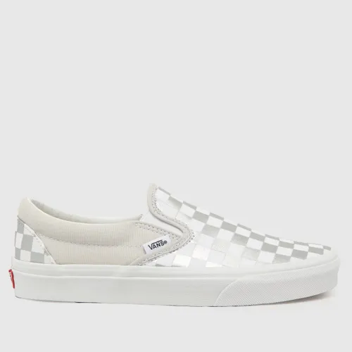 Vans Classic Slip-on Metallic Trainers In White & Silver