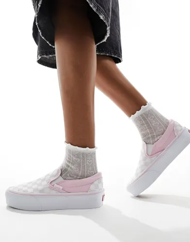 Vans classic slip on platform trainers in pink and white